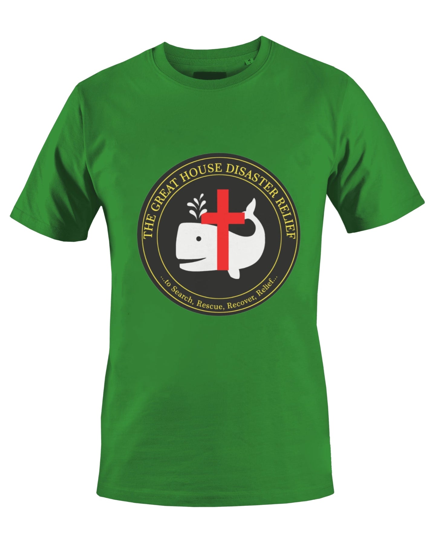 THE GREAT HOUSE DISASTER RELIEF T-SHIRT (GREEN) - BMS MANGOES MARKETPLACE