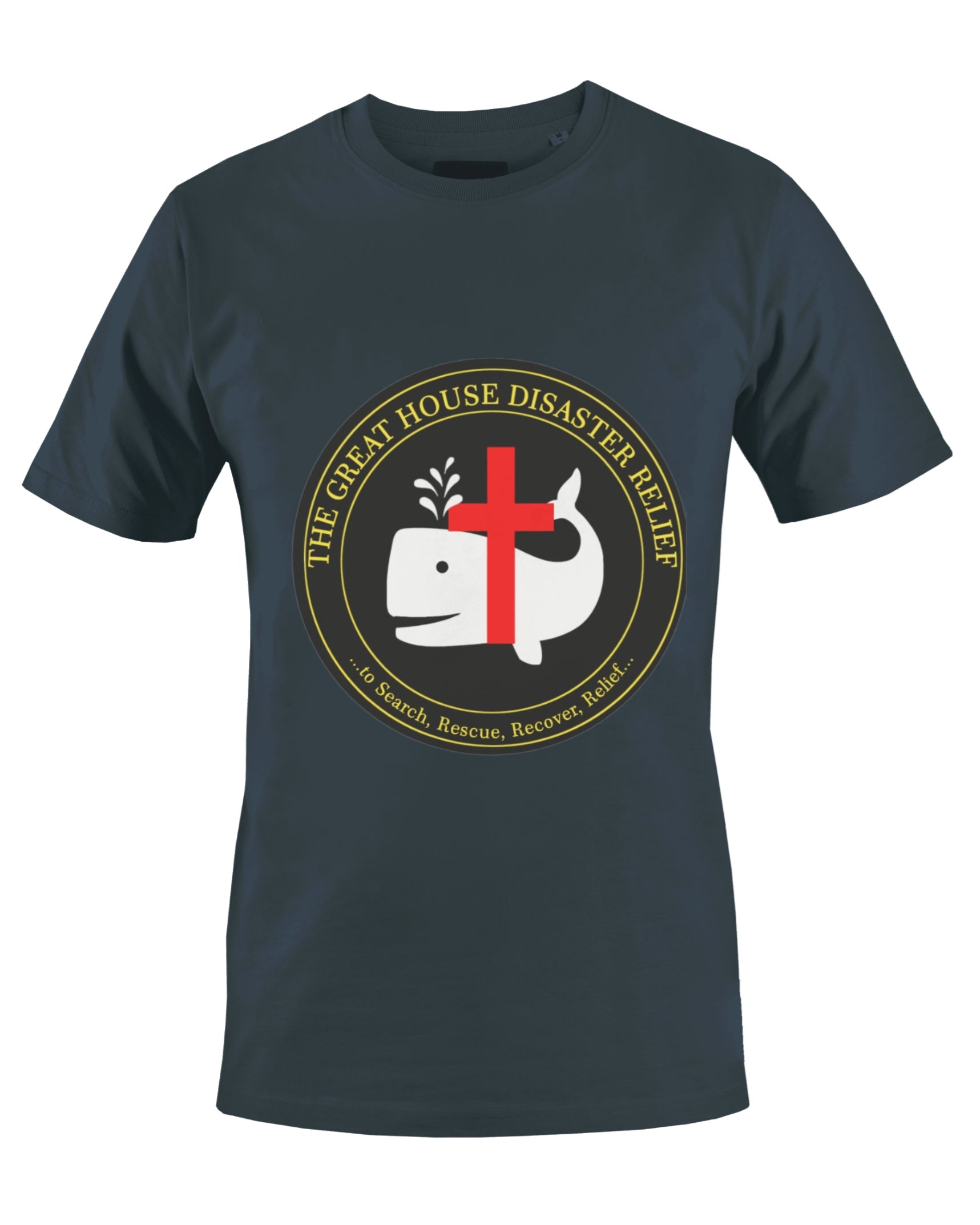 THE GREAT HOUSE DISASTER RELIEF T-SHIRT (NAVY BLUE) - BMS MANGOES MARKETPLACE