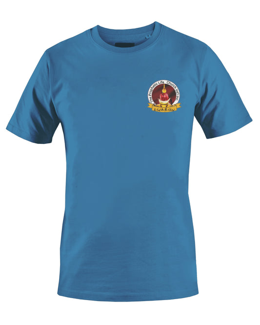 THE PROPHETIC LIFE CHURCH INT'L T-SHIRT (BLUE) - BMS MANGOES MARKETPLACE